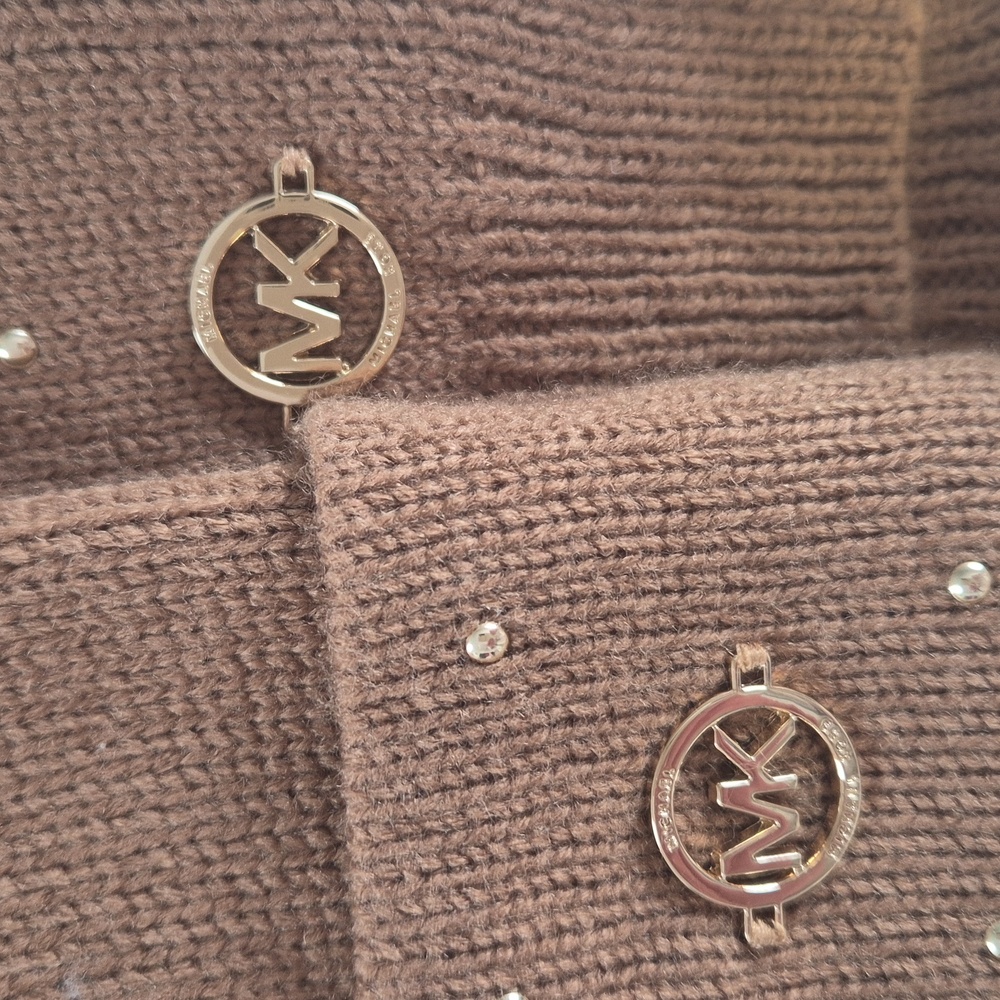 Michael Kors Tan Hat and Scarf Set with Pearls - Picture 8 of 16